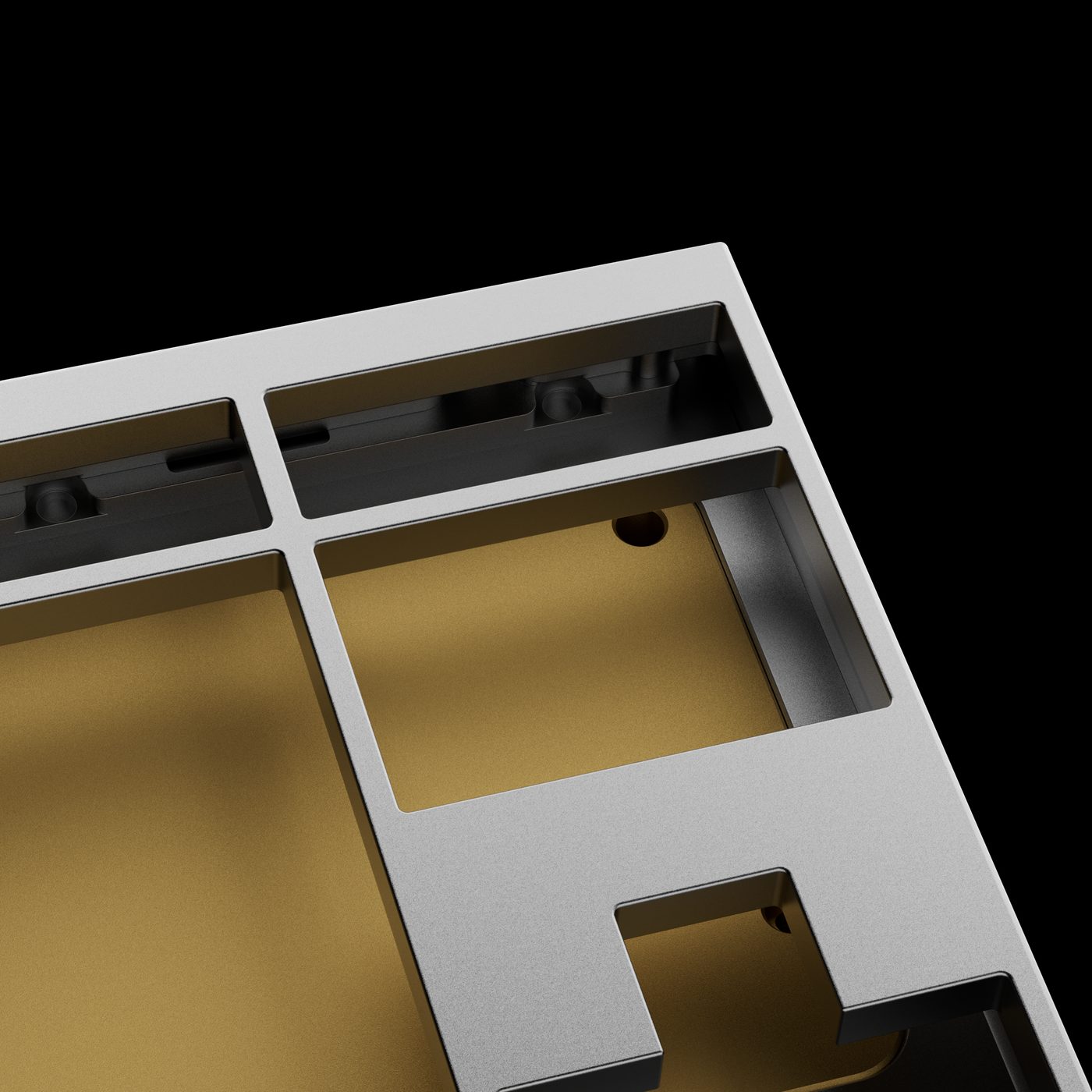 Close up of the Tofu TKL R2 internal case cutouts